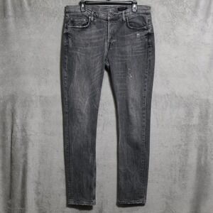 AllSaints Jeans Mens 36x32 Gray Rex Slim Skinny Fit Stretch Denim Pants Whisker